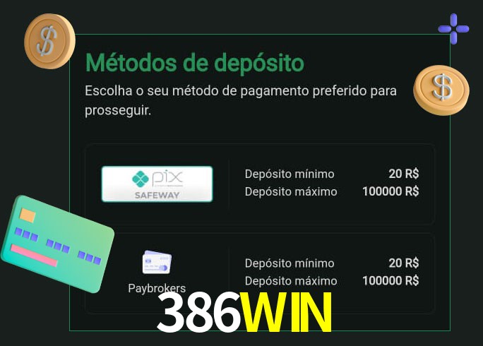 O cassino 386WIN oferece uma grande variedade de métodos de pagamento